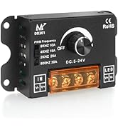 Taoellen Frequency Adjustable PWM LED Dimmer,LED Light Strip Dimmer, 30A DC 12V-24V No Flicker LE...