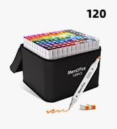MemOffice 120 Colors Dual Tip Artist Alcohol Markers Set with Carrying Case - Perfect for Colorin...