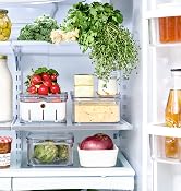 fridge showing organizational bins