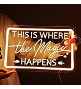 SYLHOME This Is Where The Magic Happens Led Neon Light Sign Wedding Birthday Engagement Bachelore...