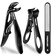 Vepkuso Nail Clippers for Seniors, Wide Jaw Fingernail Clippers and Angled Head Toenail Clippers ...