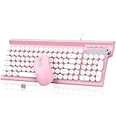 RaceGT Wired Pink Keyboard and Mouse Combo, RaceGT 102 Keys Wired Typewriter Keyboard Phone-Groov...