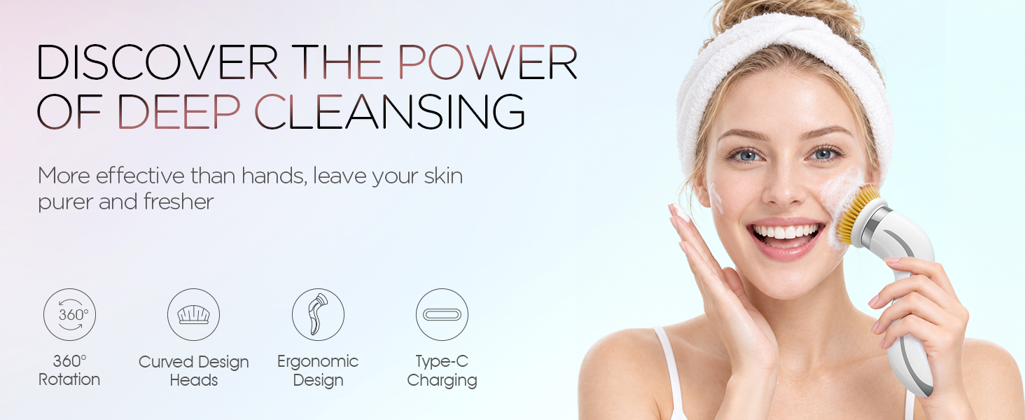 facial cleansing brush electric face scrubber rechargeable rotating face cleansing brush