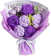 SITUMEIZI Crochet Flower Bouquet Roses, Purple Preserved Flower for Birthday Lover Wife Grandma F...