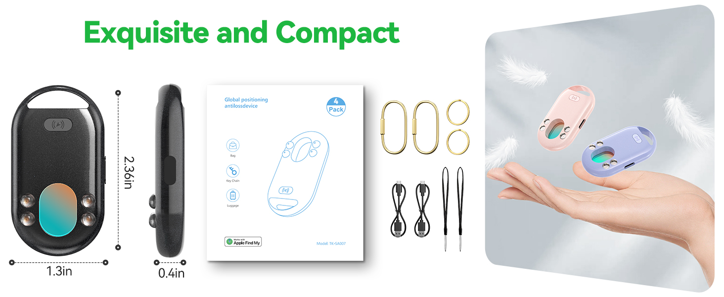 The tracker is compact and portable, comes with multiple keyrings.