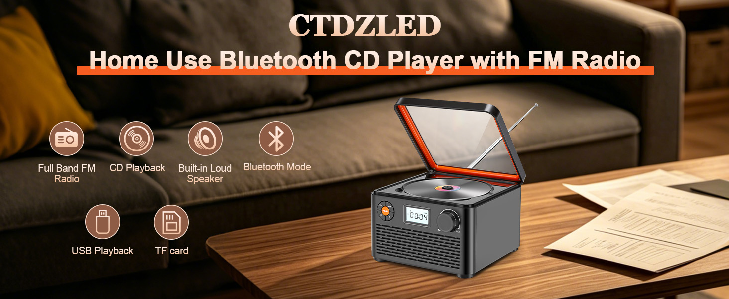 Home Use Bluetooth CD Player with FM Radio