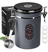 1800ML Airtight Coffee Canister with Date Tracker Transparent Window, 22.8OZ Coffe Beans Storage ...