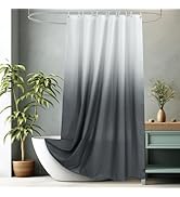 AooHome Fabric Shower Curtain, Cloth Ombre Grey Shower Curtain Sets, Washable Fabric Gray and Whi...