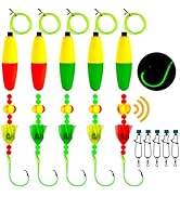 Alwonder 5-Pack Catfish Bait Float Rigs Kit, Ready Cat Fish Rig with Catfish Rattles Peg Floats B...