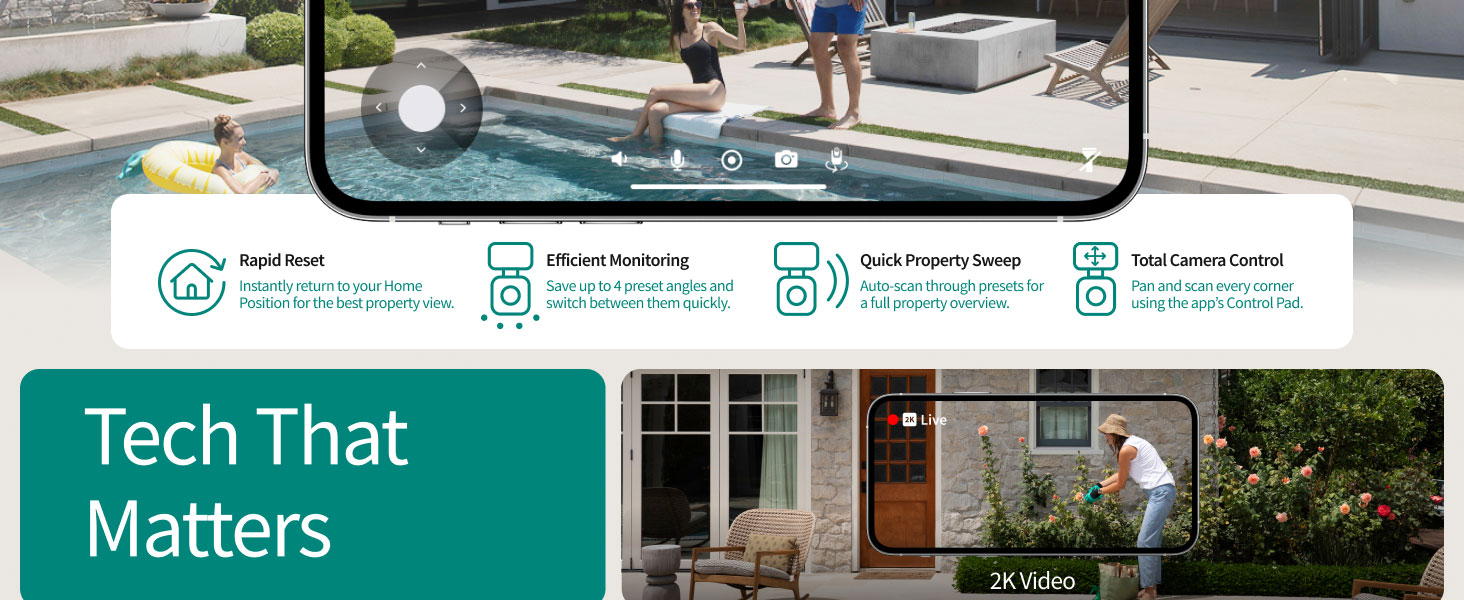 Arlo Essential Outdoor Pan Tilt Zoom Security Camera 2K