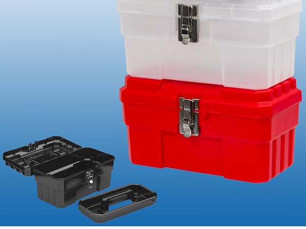 Akro-Mils 14 inch portable plastic tool box 14 inches wide with removable tray
