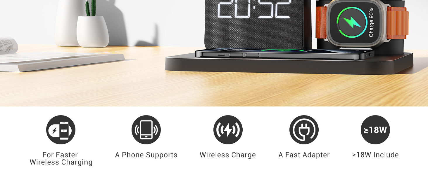 7 in 1 Charging Station for iPhone, Wireless Charging Station