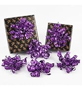 HUIHUANG Purple Bows for Gift Wrapping Metallic Burst Curly Ribbon Bows Self Adhesive Purple Chri...