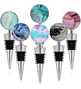 6Pcs Wine Bottle Stoppers, Decorative Wine Stoppers with Beautiful Art Glass Beverage Bottle Stop...