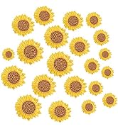U-Sky Pretty Embroidered Patches, 21pcs Sunflower Iron On Patches, Sew On Applique Patch for Cllt...
