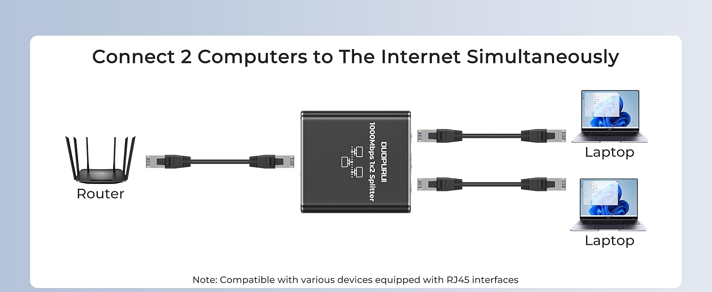 rj45 splitter 1 to 2 ethernet cable extender ethernet switch 2 port switch ethernet