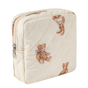 Cosmetic Bag with Compartments, Cotton Aesthetic Makeup Bag, Travel Toiletry Pouch