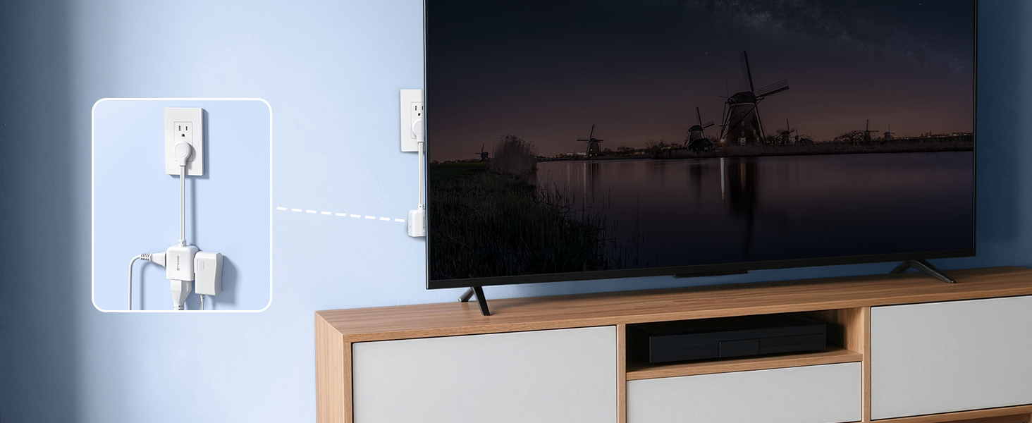 flat plug behind desk