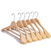 Nature Smile Luxury Natural Wooden Suit Hangers - 6 Pack - Wood Coat Hangers,Jacket Outerwear Shi...