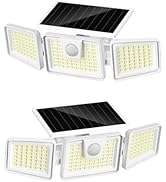 INCX 156 LED Solar Motion Lights Outdoor 2 Pack, 3 Heads Solar Security Lights with Motion Sensor...