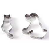 2 Pcs Silver Cookie Cutters Set Cat Dog Cookie Cutter Stainless Biscuit Cutters Baking Molds Anim...