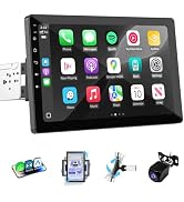Haudio Single Din Car Stereo with Wireless Apple CarPlay & Android Auto, 10.1 Inch Rotatable Touc...