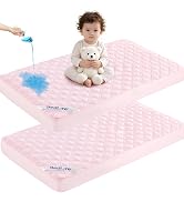 BEDLORE Waterproof Crib Mattress Protector 2-Pack Soft Pink 52"x28" | Soft and Breathable Crib Ma...