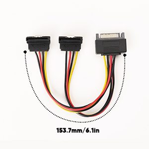 sata power y-splitter cable 6"