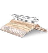 JS HANGER Lightweight Non Slip Wooden Hangers - 30 Pack Heavy Duty Wood Coat Hangers with Soft St...