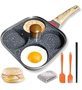 4-Cup Egg Pans Nonstick Set with Small Nonstick Frying Pan – Includes Silicone Scraper, Oil Brush...