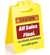 MBL All Sales Final Sign - No Refunds or Exchanges Signs, Small Mini Desktop Caution Stocking Stu...