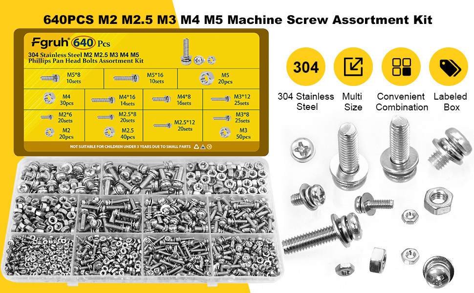 640pcs machine screw assortment kit