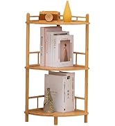 3-Tier Expandable Bamboo Corner Shelf Stand,Corner Bookshelf, Display Storage Shelves with Open S...