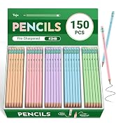 Taja 150 Pack #2 HB Pencils, Bulk Pre-Sharpened Wood-Cased Pencils with Erasers, Large Pack Writi...