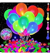 GYIPFIPA 100pcs LED Glow Balloons Set Includes 50 PCS LED Round Mini Balloon Lights and 50 PCS UV...
