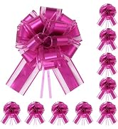 TIMESEEK 10-Pack Fuchsia Color Pull Bows for Gift Wrapping - 6 Inch Reusable Ribbon Bows, Large I...