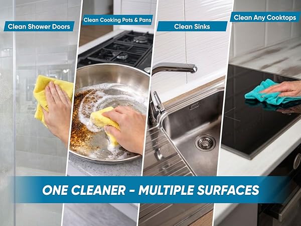 Cerama Bryte Cooktop Cleaner for all cooktops, shower doors, faux marble and pots and pans cleaning