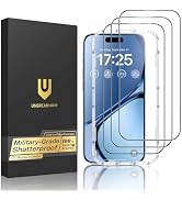 UNBREAKcable 3-Pack Screen Protector for iPhone 15, Double Shatterproof Tempered Glass [Easy Inst...