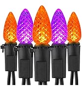 ODEETRONIC Orange Purple Lights, 16.3ft 50 LED C3 Halloween String Lights, 120V UL Certified Outd...