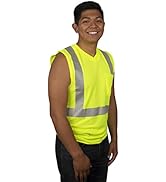 Cordova V421 Cor-Brite Type R, Class II, Lime Birdseye Mesh T-Shirt, Sleeveless, Chest Pocket, 2-...