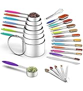 Measuring Cups and Measuring Spoons Set, Wildone Stainless Steel 8 Measuring Cups, 10 Measuring S...
