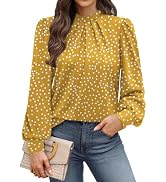 WIHOLL Long Sleeve Shirts for Women Mock Neck Tops Pleated Front Blouses Dressy Casual Fall Cloth...