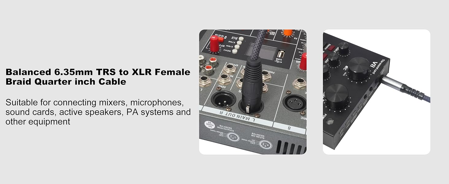 1/4 TRS Male to 3Pin XLR Female Microphone Cable