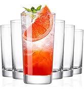 NORIMODA Drinking Glasses, 13.5oz Highball Glasses Drinking Set Of 6, Borosilicate Water Glass Cu...