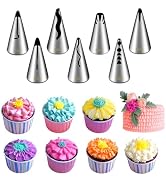 Suuker 7 Pieces Pleated Skirt Piping Nozzles Set, Stainless Steel Russian Nozzles Tips Piping Set...