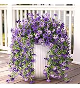 Artificial Hanging Flowers for Outdoors, 2 Pcs Fake Hanging Flowers Spring Summer Decor, UV Resis...