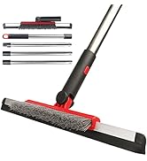 Floor Squeegee Scrubber Shower Squeegee with Grout Brush.14 Squeegee Broom and 55" Stainless Stee...