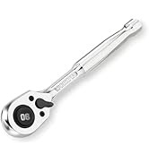 WORKPRO Low Profile 1/4-Inch Drive Ratchet, 90-Tooth Quick-release Ratchet Wrench, Reversible, 40...
