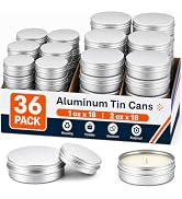 LINSIRON 36Pack 1 Oz & 2 Oz Aluminum Tin Cans with Screw Lid,Metal Tin Jar | Small Salve Tins wit...