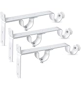 TOKPLNU Double Curtain Rod Bracket, Heavy Duty Curtain Rod Holders, White Curtain Rod Hooks Hange...